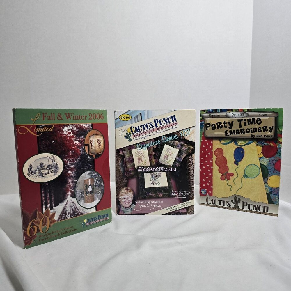 Cactus Punch Embroidery Designs CD-ROM Lot/3 Joyce Drexler Floral Fall/Winter
